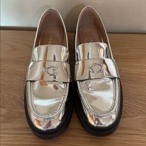 Coach Metallic Silver Loafers - women’s size 9
